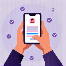 スマートフォンにプロフィールを入力するイラスト